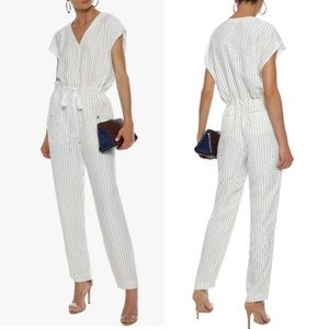 Jason Wu White Pinstripe V-Neck Jumpsuit